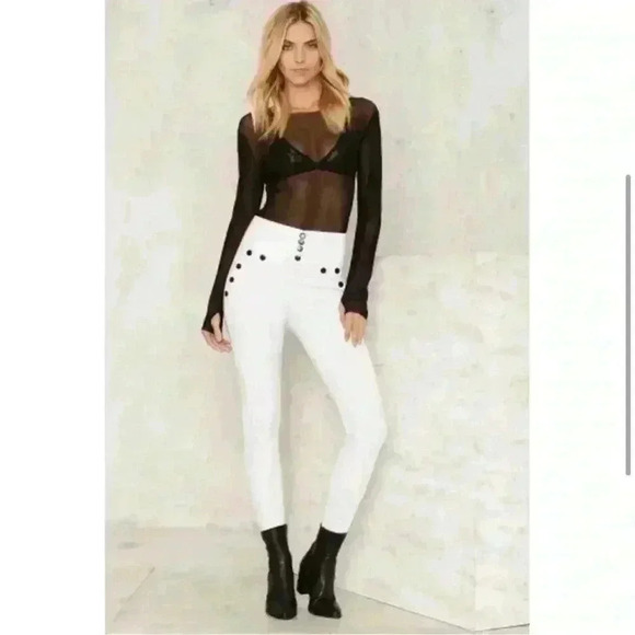 NASTY GAL IFS ANDS OR BUTTONS HIGH RISE SKINNY! NWOT - Picture 1 of 8